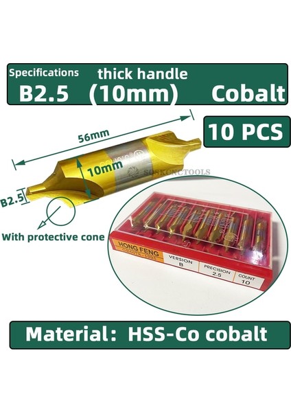 B2.5 (10MM) Kobalt Hss Kombine Merkezi Matkaplar Ti Kaplamalı 60 Derece Havşa Açısı Bit Seti 6 Adet 1.0-5mm Metal Merkezleme Matkap Ucu Torna W6542 M35 (Yurt Dışından)