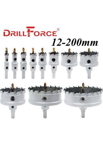 24MM Drillforce 12-200MM Tct Delik Testere Matkap Uçları Alaşım Karbür Kobalt Çelik Kesici Paslanmaz Çelik Levha Demir Metal Kesme Kiti (Yurt Dışından)