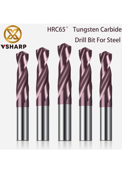 7.6mm 1 Adet Vsharp HRC65° Katı Karbür Büküm Matkap Ucu Dökme Demir Alaşımlı Paslanmaz Çelik Için Nano Kaplamalı Tungsten Çelik Alaşımlı Matkap Ucu (Yurt Dışından)