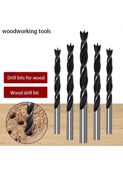 5mm Üç Noktalı Ahşap Matkap Ucu Perfore Destek Matkap Elektrikli Matkap Döner Kafa Ahşap Tahta Delik Özel Büküm Matkap Ucu (Yurt Dışından)