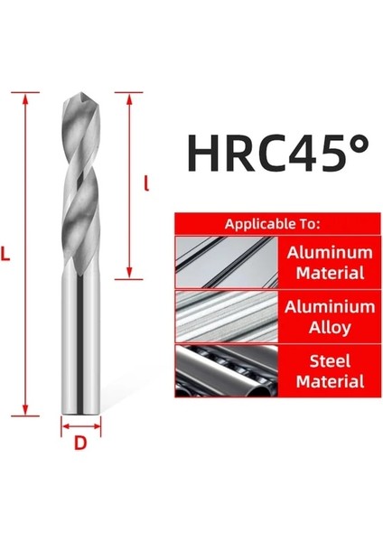 HRC45 4.5mm Tooleye HRC45° Karbür Matkap Ucu Metal Matkap Uçları Tungsten Çelik Matkaplar Cnc Torna Makinesi Alaşımlı Delme Araçları 0.5-20.0mm (Yurt Dışından)