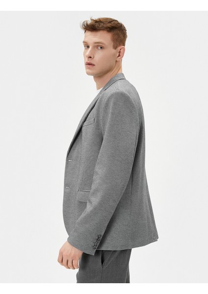 Blazer Ceket Slim Fit Düğmeli Cep Detaylı