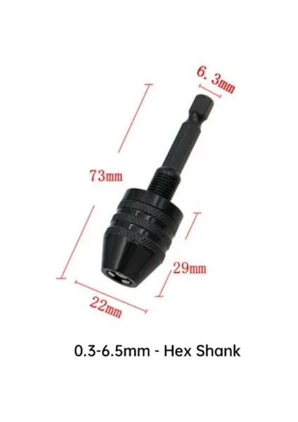 0.3-6.5mm Siyah Matkap Chuck Fikstürü Hex Shank Değişim Dönüştürücü Anahtarsız Tornavida Mil Kelepçesi Sabitleme Cihazı Motor Uçları Adaptörü Için Mikro Tutucu (Yurt Dışından)
