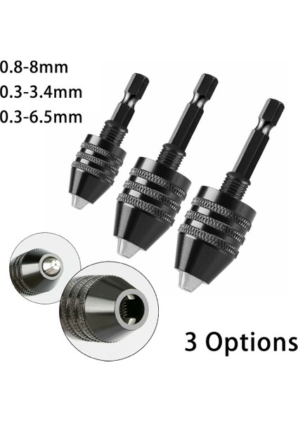 0.3-3.6 6.35MM Hex Mini Anahtarsız Matkap Chuck 0.3-8mm Kendinden Sıkmalı Elektrikli Matkap Uçları Pens Fikstür Araçları 1/4 "hex Shank Hızlı Değişim Dönüştürücü (Yurt Dışından) modelleri