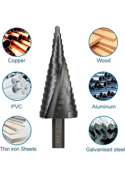 3 Adet Çanta Olmadan Set Xcan Adım Matkap Ucu Metal Matkap 4-12/20/32MM 6-30MM Hss Kobalt Adım Koni Matkap Ucu Ahşap/metal Delik Kesici Delme Aracı (Yurt Dışından) fırsatları