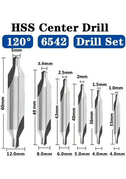 A2.5 (6MM)6542 Hss Merkez Matkap 6 Adet 1.0-5.0mm Merkez Matkap Ucu Seti Matkap Deliği Merkezleme Matkap Kesici Matkap Ucu Seti M35 6542 Centerinfordrilling (Yurt Dışından) indirimleri