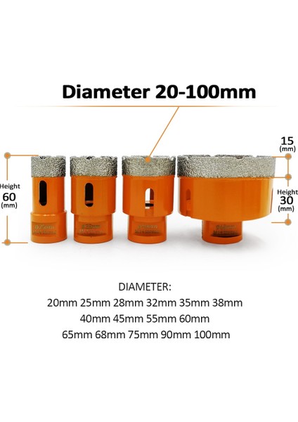 58-11 Konu 1 Adet 40MM Bgtec 1 Adet Elmas Matkap Çekirdek Uçları Porselen Seramik Karo Granit Mermer Sondaj Taç M14 Veya 5/8-11 Konu Delik Testere Kesici (Yurt Dışından) modelleri