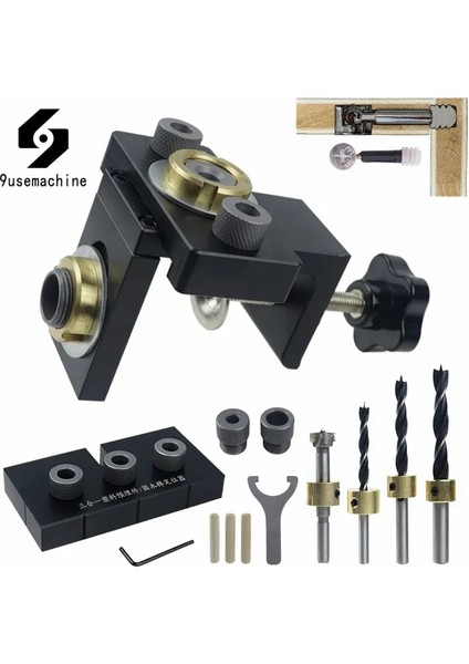 Tip-G Ayarlanabilir Ağaç Işleme 3'ü 1 Arada Dübel Jig Kiti Cep Delik Jig Delme Kılavuzu Bulucu Mobilya Bağlantısı Delik Zımba Aracı (Yurt Dışından)
