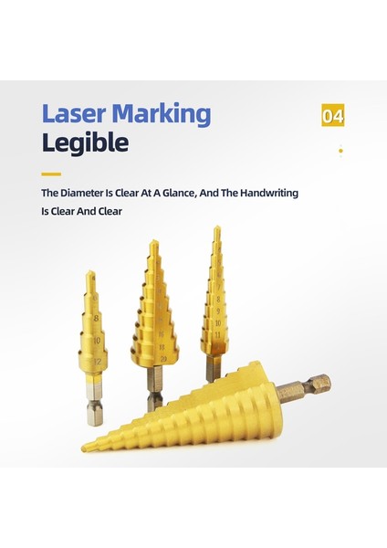 4-12 4-20 4-32 Torba Hss Titanyum Adım Matkap Ucu Metal Ahşap Için Konik Kademeli Matkap Yüksek Hızlı Kademeli Matkap Seti Elektrikli El Aletleri 3-12 4-12 4-20 4-32MM (Yurt Dışından) indirimleri