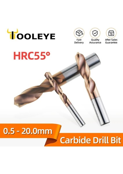 HRC55 6.4mm Tooleye HRC55° Tungsten Karbür Matkap Uçları Cnc Torna Paslanmaz Çelik Delme Sert Metal Işleme Aracı Için Metal Matkaplar 0.5-20.0mm (Yurt Dışından) indirimleri