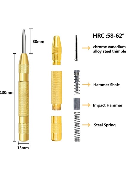 Xcan 1 Adet 130MM Otomatik Merkezi Pin Punch Matkap Otomatik Pencere Kırma Cihazı Ahşap/metal Delik Delme Matkap Ucu (Yurt Dışından)
