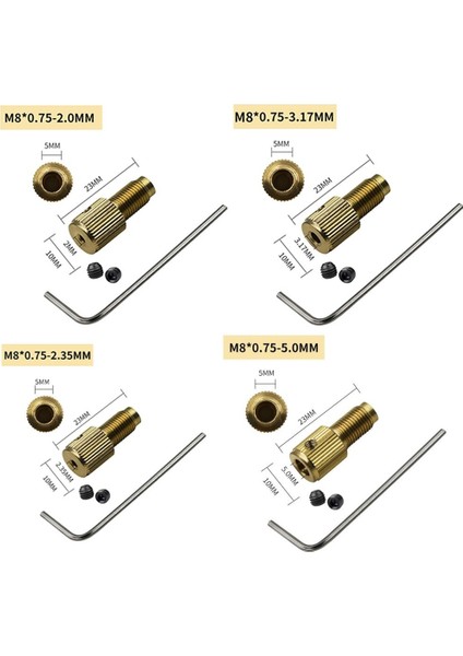 M8 3 17MM 4 Adet/takım Kendinden Sıkma Mini Pirinç Matkap Aynaları Pens Uçları Kelepçe Chuck Biyel M8 Matkap Chuck Adaptörü 2/2.3/3.17/5mm (Yurt Dışından)