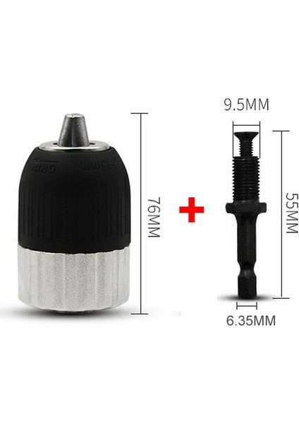 1 Takım 2-13MM Sıkma Aralığı Elektrikli Matkap Chuck 3/8-24UNF Kendinden Kilitleme Anahtarsız Sürücü Chuck Aracı Darbe Hex Shank Adaptörü (Yurt Dışından)