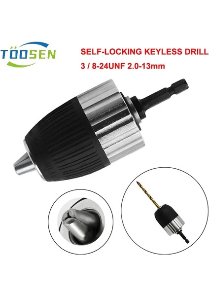 1 Takım 2-13MM Sıkma Aralığı Elektrikli Matkap Chuck 3/8-24UNF Kendinden Kilitleme Anahtarsız Sürücü Chuck Aracı Darbe Hex Shank Adaptörü (Yurt Dışından) fiyatları