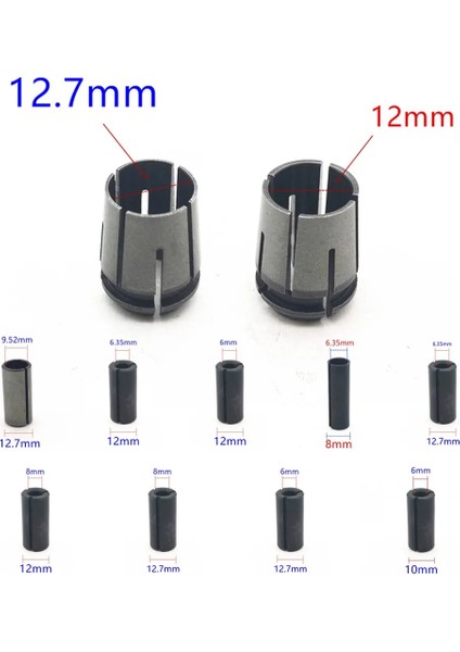 12-6.35 Mini Matkap Aynaları Adaptörü 6mm 8mm 10MM 12MM 12.7mm 1/2 "1/4" 3/8 "adaptör Yönlendirici Chuck Collet Güç Döner Aracı (Yurt Dışından) fiyatları
