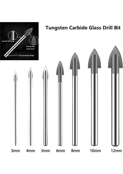 5mm Matkap Ucu 3-12MM Cam Matkap Ucu Tungsten Karbür Uçlu Seramik Karo Kesici Güç Aracı 1/4 "hex Shank Elektrikli El Aletleri Matkap Ucu (Yurt Dışından)