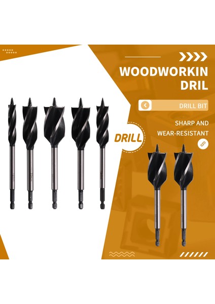 26MM 12-35MM Ağaç Işleme Büküm Matkap Ucu Seti Uzun Dört Yuvalı 6.35MM Shank Karbür Matkap Ucu Delik Testere Kapı Kilidi Ahşap Planya Araçları (Yurt Dışından)