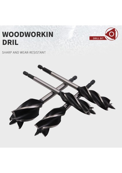 26MM 12-35MM Ağaç Işleme Büküm Matkap Ucu Seti Uzun Dört Yuvalı 6.35MM Shank Karbür Matkap Ucu Delik Testere Kapı Kilidi Ahşap Planya Araçları (Yurt Dışından)