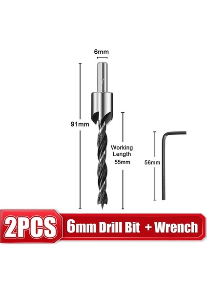 6 mm Gümüş 3-10MM Hss Havşa Matkap Ucu Seti Oyucu Ağaç Işleme Pah Delme Matkap L-Anahtarı Havşa Delik Kesici Vida Delik Matkap (Yurt Dışından)