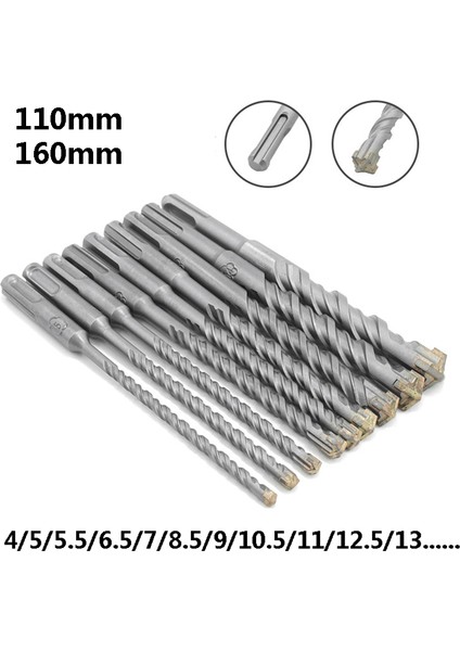 10MM 150MM 110MM 160MM Çapraz Elektrikli Matkap Ucu Standart Dışı Matkap Ucu Beton Matkap Ucu Yuvarlak Saplı (Sds-Plus) Duvardan 5-25MM (Yurt Dışından)