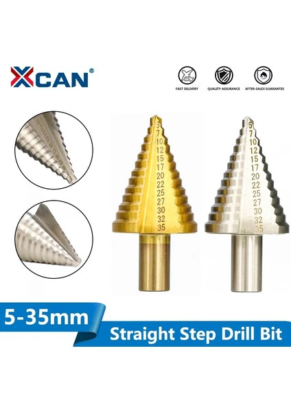 Kaplamasız 2 Adet Xcan Adım Matkap Ucu 1 Adet 5-35MM Adım Koni Matkap Tin Kaplamalı Düz Oluk Delik Kesici Hss Yuvarlak Şaft Metal Matkap (Yurt Dışından)