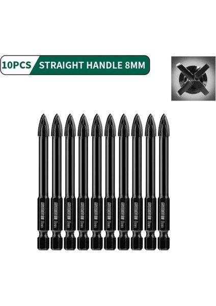 8mm 10 Adet Yeşıl 3-12MM Dört Bıçaklı Beton Darbe Cam Matkap Çapraz Altıgen Kiremit Delme Ucu Özel Altıgen Şaft Sert Alaşım Tri (Yurt Dışından)