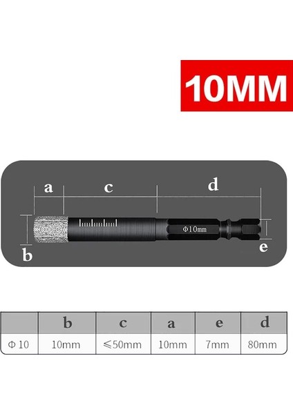 10MM 6/8/10/12MM Altıgen Kolu Vakum Lehimli Elmas Kuru Matkap Uçları Delik Testere Kesici Granit Mermer Seramik Karo Cam (Yurt Dışından)