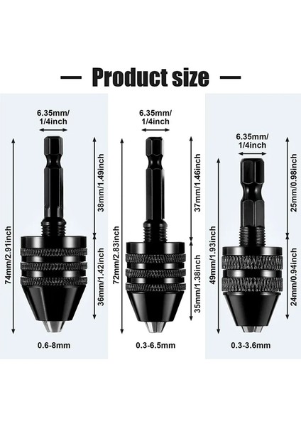 3mm 0.3-3.4mm Matkap Chuck Adaptörü Mini Anahtarsız Matkap Chuck Bit Kendinden Sıkma Elektrikli Matkap Uçları Pens Fikstür Araçları Hızlı Değişim Dönüştürücü (Yurt Dışından)