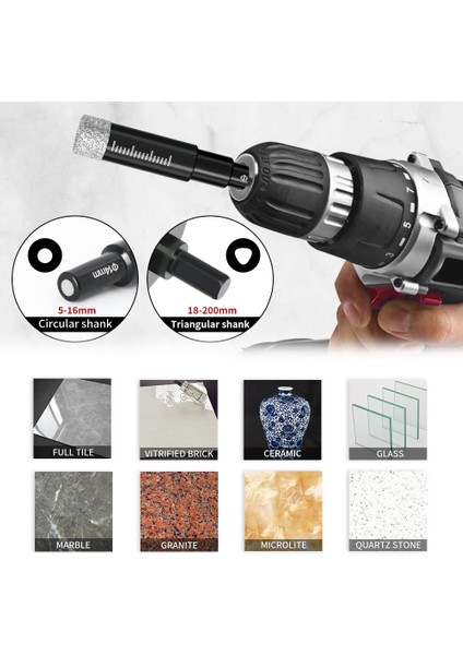 12MM 1 Adet 5-200MM Elmas Kaynaklı Çekirdek Kuru Matkap Ucu Porselen Fayans Mermer Cam Granit Delik Fincan Testere Kesici Aksesuarları Kesme (Yurt Dışından)
