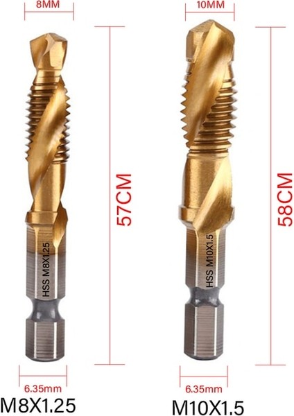 2 Adet Set M3 M4 M5 M6 M8 M10 Dokunun Matkap Uçları 1/4 Hex Shank Makinesi El Musluklar Titanyum Kaplamalı Hss Delme Dokunun Uçları Konu Vida Araçları (Yurt Dışından)
