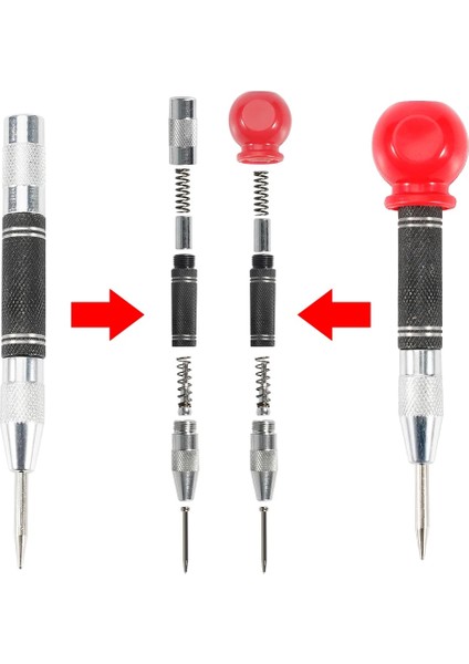 Gümüş Merkez Yumruk Otomatik Merkez Yumruk Yaylı Delik Delgeç Seti Çelik Ahşap Metal Cam Pres Markalama Için Ayarlanabilir Gerginlik El Aletleri (Yurt Dışından) modelleri