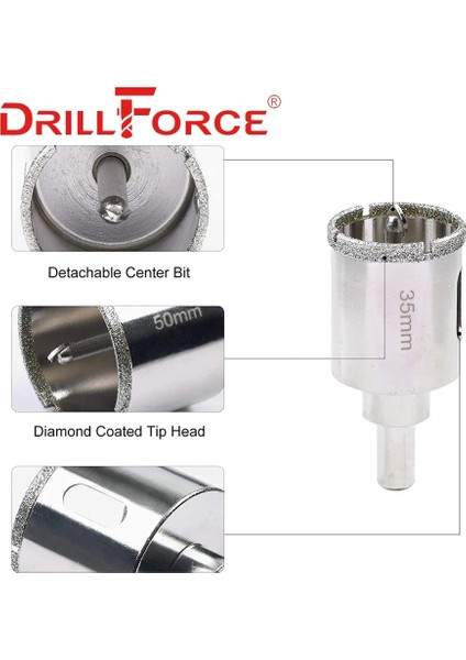 40MM Drillforce 16-100MM Delik Testere Çekirdek Matkap Ucu Açıcı Kesme Aletleri Merkezi Matkap Ucu ile Mable Seramik Cam (Yurt Dışından) fiyatları