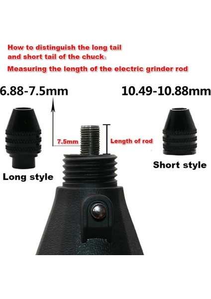 Uzun Model D 0.3-3.2mm Çoklu Matkap Chuck Anahtarsız Dremel Döner Araçları Anahtarsız Matkap Ucu Chucks Adaptörü Dönüştürücü Evrensel Mini Chuck (Yurt Dışından)