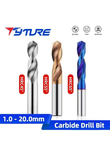 HRC55 4.6mm HRC45/55/65 Tungsten Karbür Bit Titanyum Metal Matkap 1.0-20MM Metal Işleme Araçları Karbür Uçları Metal Matkap Seti Sert Metal Matkap (Yurt Dışından)