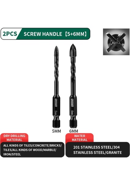 5 6mm 2 Adet B Yeşil Tungsten Karbür Cam Matkap Ucu Seti Alaşım Karbür Noktası 4 Kesme Kenarları ile Kiremit Cam Çapraz Mızrak Kafa Matkap Uçları (Yurt Dışından)