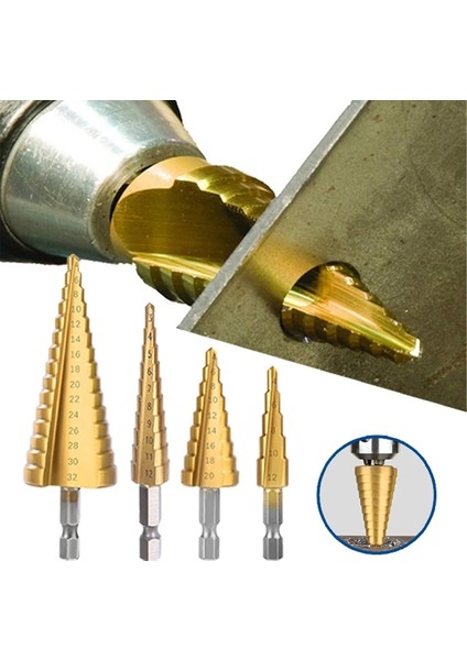 Altın 4-12MM 4-20MM 4-12MM 4-32MM Adım Matkap Ucu Kalemtıraş Metal Matkap Uçları Seti Sahne Çok Fonksiyonlu Kademeli Sondaj Konik Ağaç Işleme (Yurt Dışından) modelleri