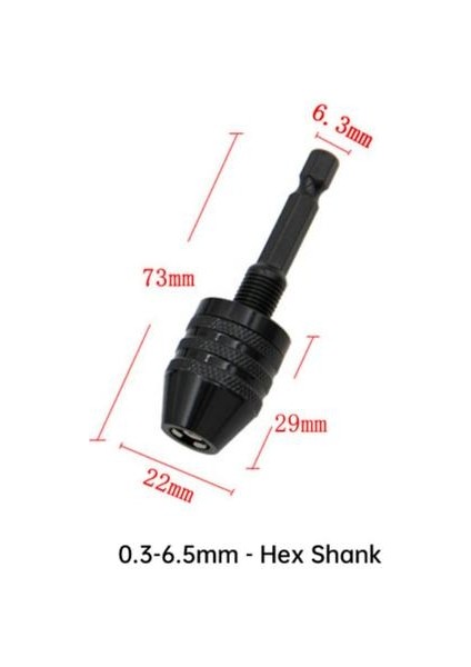 0.3-6.5mm Siyah Matkap Chuck Elektrik Motoru Anahtarsız Tornavida Mili Fikstürü Hex Shank Mikro Tutucu Kelepçe Uçları Adaptörü Sabitleme Cihazı Araçları (Yurt Dışından)
