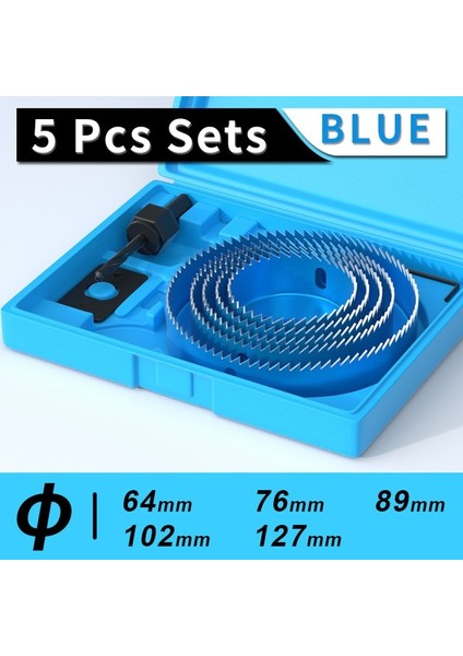Mavi 5 Adet Set Fivepears Delik Testere Seti, Metal Çekirdek, 19-127MM Testere Fincan Ahşap Taç, Ahşap Matkap Ucu, Ağaç Işleme Aletleri (Yurt Dışından)