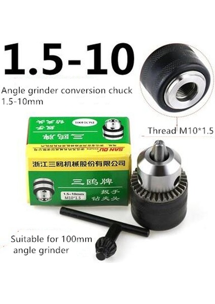 24 San Ou 1.5-10MM Metal Sabit Anahtarlı Matkap Chuck Dönüştürücü 100 Açı Öğütücü Matkap Chuck M10 Konu Adaptörü (Yurt Dışından) fiyatları