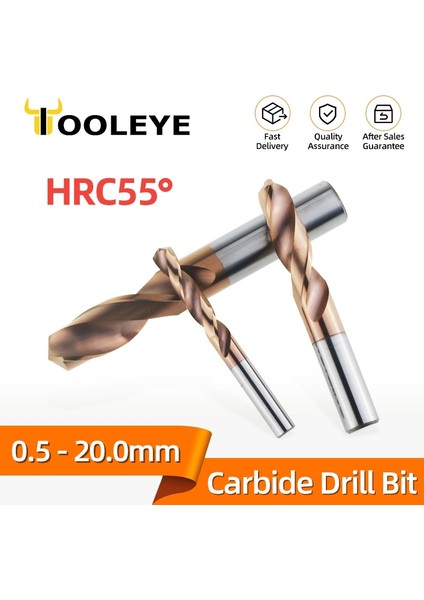 HRC55 5.5mm Tooleye HRC55° Tungsten Karbür Matkap Uçları Cnc Torna Paslanmaz Çelik Delme Sert Metal Işleme Aracı Için Metal Matkaplar 0.5-20.0mm (Yurt Dışından) fiyatları