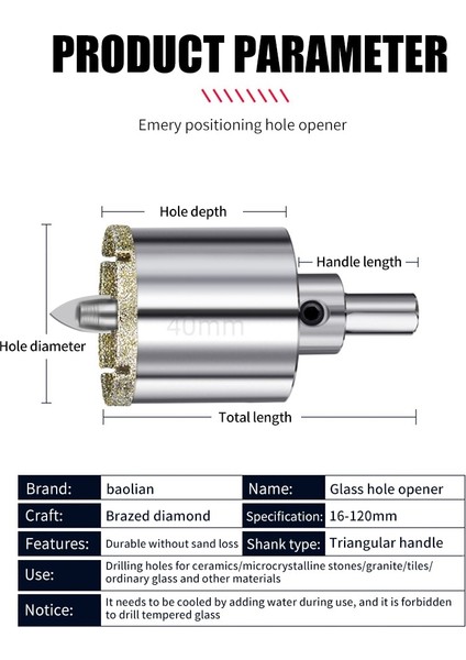 45MM Elmas Kaplı Hss Matkap Ucu Seti Üçgen Matkap Kiremit Mermer Cam Seramik Delik Testere Açık Delme Uçları Elmas Karot Ucu (Yurt Dışından)