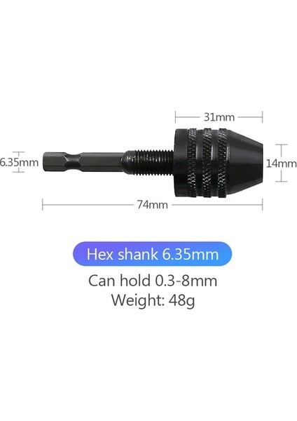 0380MM Mini Anahtarsız Matkap Chuck Adaptörü Dönüştürücü Tornavida Sürücü Adaptörü Elektrik Motor Kelepçesi 1/4 "hex Shank Hızlı Değişim Dönüştürücü (Yurt Dışından)