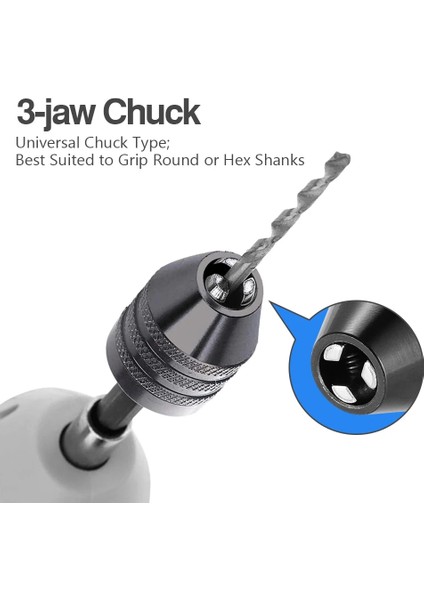 0380MM Mini Anahtarsız Matkap Chuck Adaptörü Dönüştürücü Tornavida Sürücü Adaptörü Elektrik Motor Kelepçesi 1/4 "hex Shank Hızlı Değişim Dönüştürücü (Yurt Dışından) modelleri