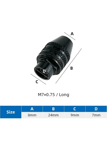 Uzun M7X0.75 Pinkman Çok Mandrenli Anahtarsız Mandren Dremel Döner Aracı Mini Matkap Chuck Adaptörü Mini Mandril Dremel Anahtarsız Matkap Chuck (Yurt Dışından)