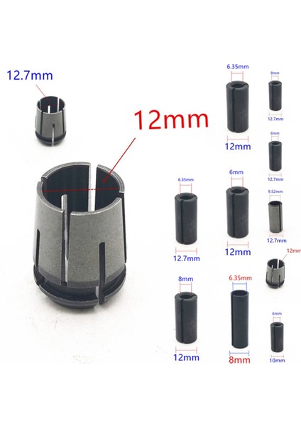 E 6mm 8mm 10MM 12MM 12.7mm 1/2" 1/4" 3/8" Adaptör Yönlendirici Chuck Collet Mini Matkap Aynaları Adaptörü Güç Döner Aracı (Yurt Dışından) modelleri
