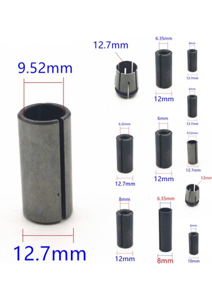 E 6mm 8mm 10MM 12MM 12.7mm 1/2" 1/4" 3/8" Adaptör Yönlendirici Chuck Collet Mini Matkap Aynaları Adaptörü Güç Döner Aracı (Yurt Dışından) indirimleri