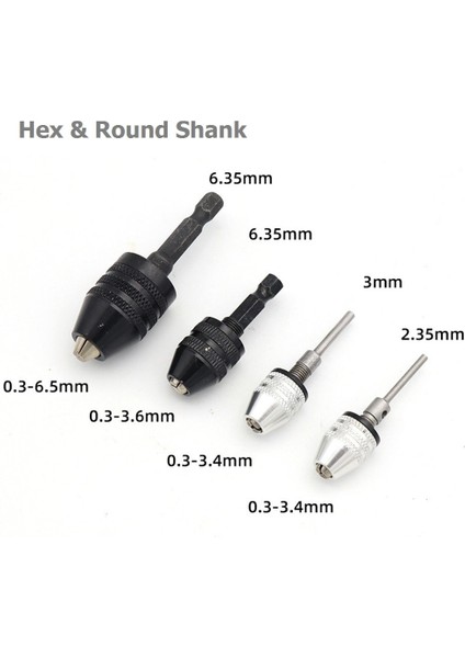 Stil 5 Matkap Chuck Anahtarsız Şaft Chuck Kelepçesi 0.3-8mm Mini Matkap Chuck Adaptörü 1/4 ''hex 2.35/3mm Yuvarlak Şaft Matkap Ucu Tornavida Aracı (Yurt Dışından)