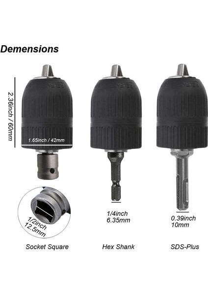 Chuck Kare B Anahtarsız Delme Mandreni 2-13MM Dönüştürücü 1/2 "-20UNF Konu Hızlı Değişim Adaptörü Sds 1/4" Altıgen Darbeli Sürücü Anahtarı Matkap Ucu (Yurt Dışından) indirimleri