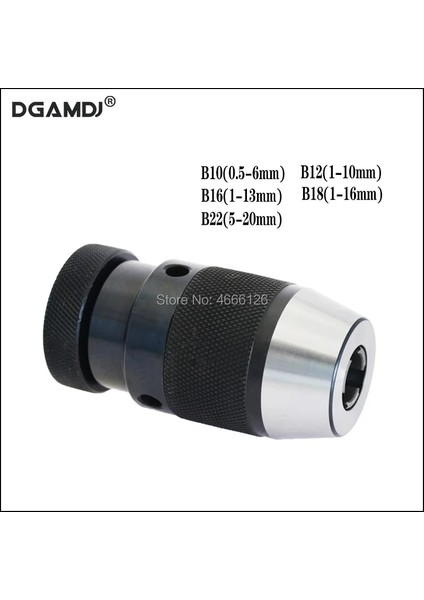B22-(5-20MM) B10(0.5-6MM) B12(1-10MM), B16(1-13MM), B18(1-16MM) B22(5-20)MATKAP Mandreni Anahtarsız Mandren Kendiliğinden Sıkmalı Otomatik Kilitleme (Yurt Dışından)