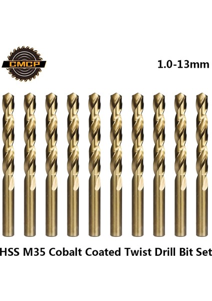 1.0mm 10 Adet Cmcp 1.0-13MM Kobalt Kaplamalı Büküm Matkap Ucu Seti Hss M35 Tabancası Matkap Ucu Ahşap/metal Delik Kesici Elektrikli El Aletleri (Yurt Dışından)